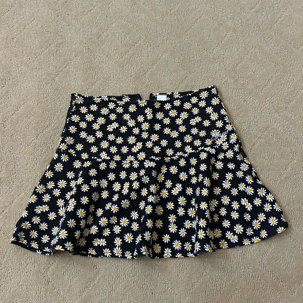 Guess Floral Black Skirt with White and Yellow Accents